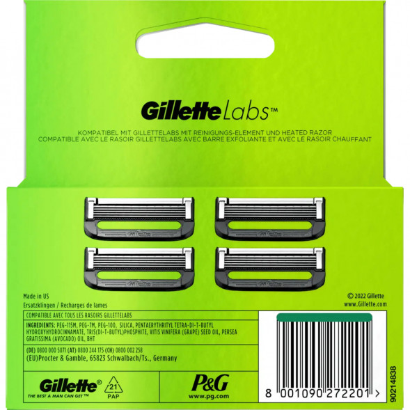 Лезвия для бритвы Gillette Labs, 4 шт. в Сочи