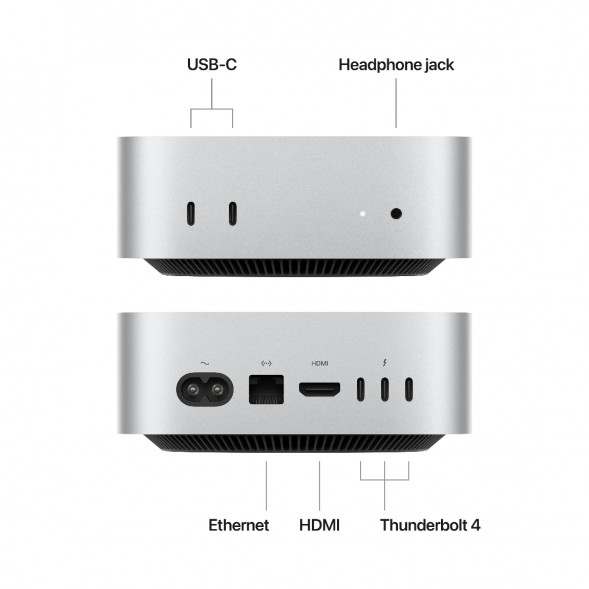 Компьютер Apple Mac mini M4 2024 (MU9D3) (10 Core GPU, 16ГБ, 256ГБ SSD, Apple, macOS), серебристый в Сочи